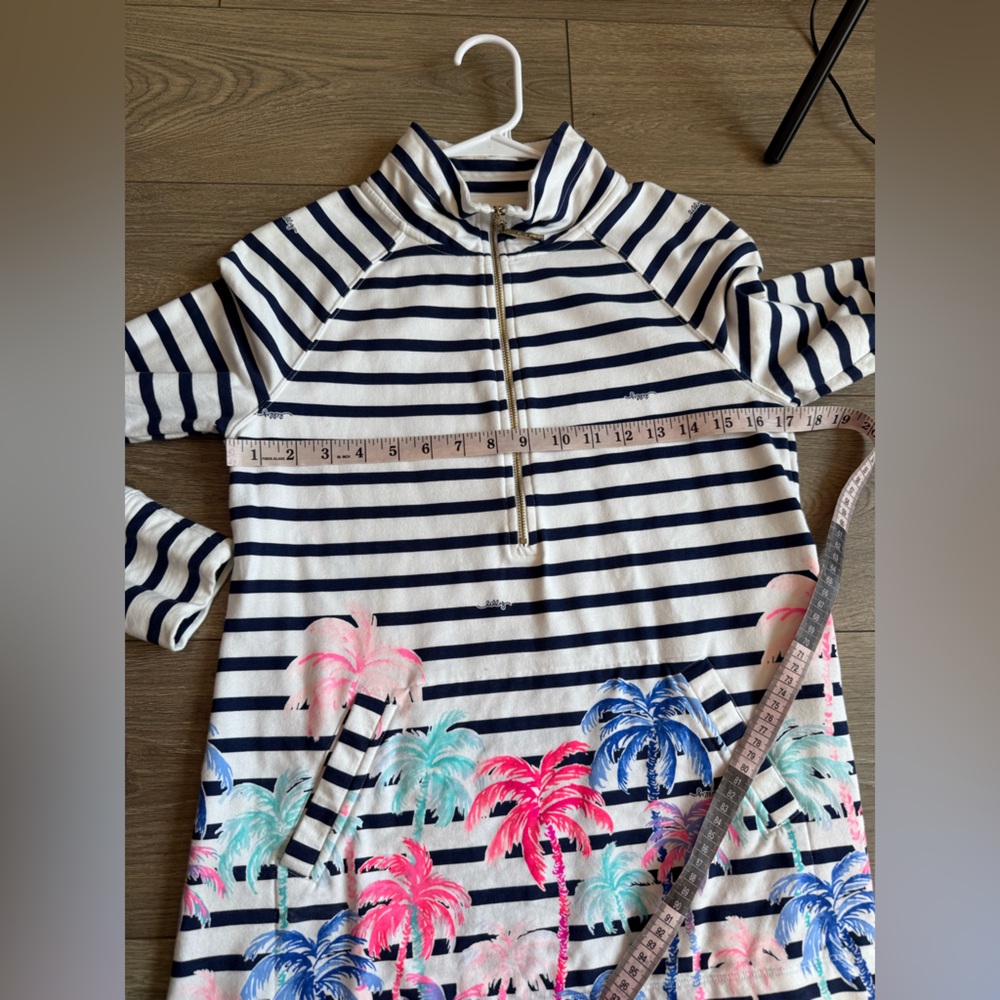 Lilly Pulitzer UPF 50+ Skipper Popover Resort White Desert Palm Stripe - Picture 11 of 13